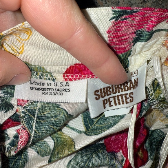 Vintage floral skirt red white green yellow size 14P cottage‎ fairy coquette - Picture 4 of 12